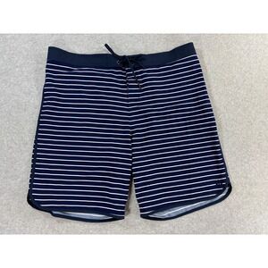 Coolibar Sun Protection Striped Sim Board Shorts (Men's 40)‎ Blue - 9"